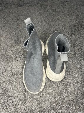 Zara Gray Knit Platform Sock Sneakers